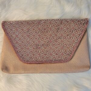 Elegant Pink Beaded Clutch